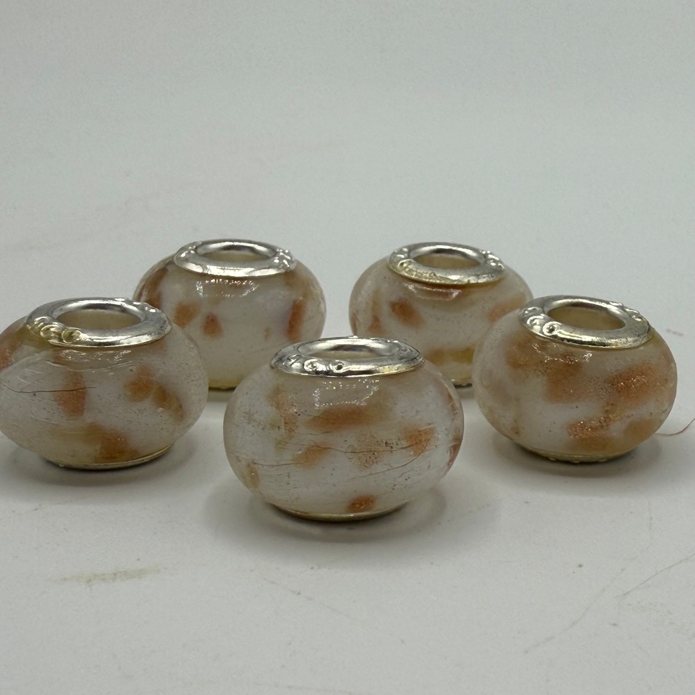 5 Lampwork Glass Beads 925‎ Core European Style Charm Spacer Beads